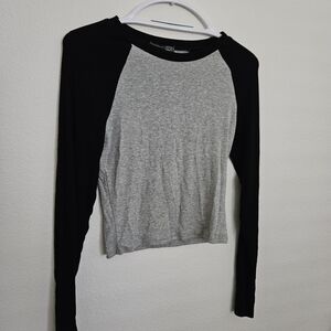 SHEIN Black and Gray Long Sleeve Tee